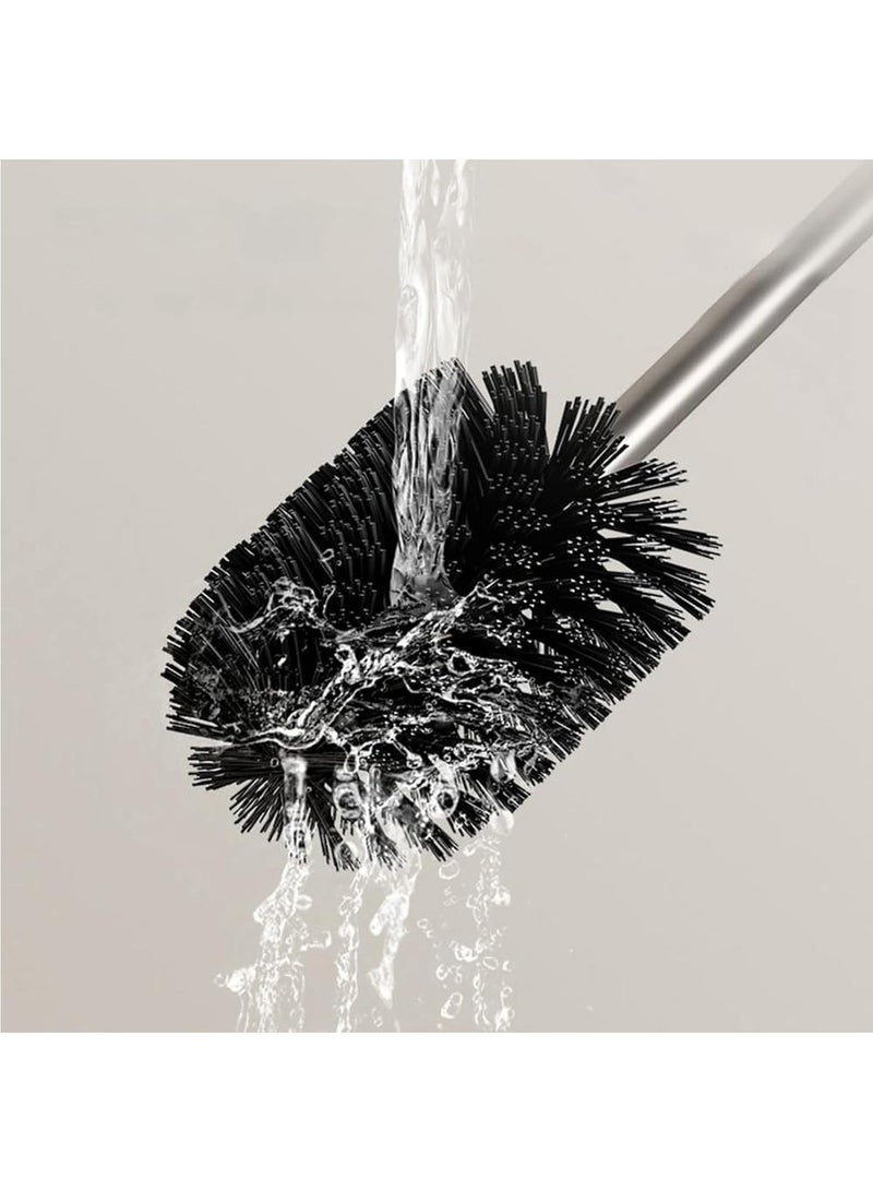 هاي هونور فرشاة تنظيف المرحاض | فرشاة مرحاض مدمجة | منظف فرشاة المرحاض، فرشاة مرحاض بشعيرات، فرشاة دعك المرحاض، فرشاة بتصميم نصف كروي، حامل فرشاة المرحاض (أبيض) - Image 5